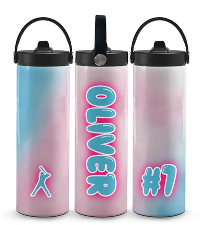 Cotton Candy Baseball Personalized 20oz Water Bottle